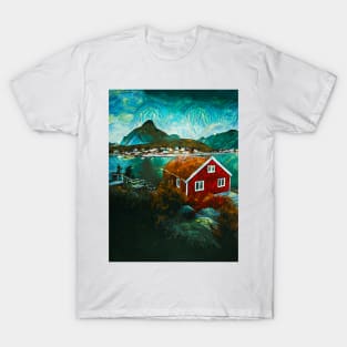 Aurora lights in Lofoten island T-Shirt